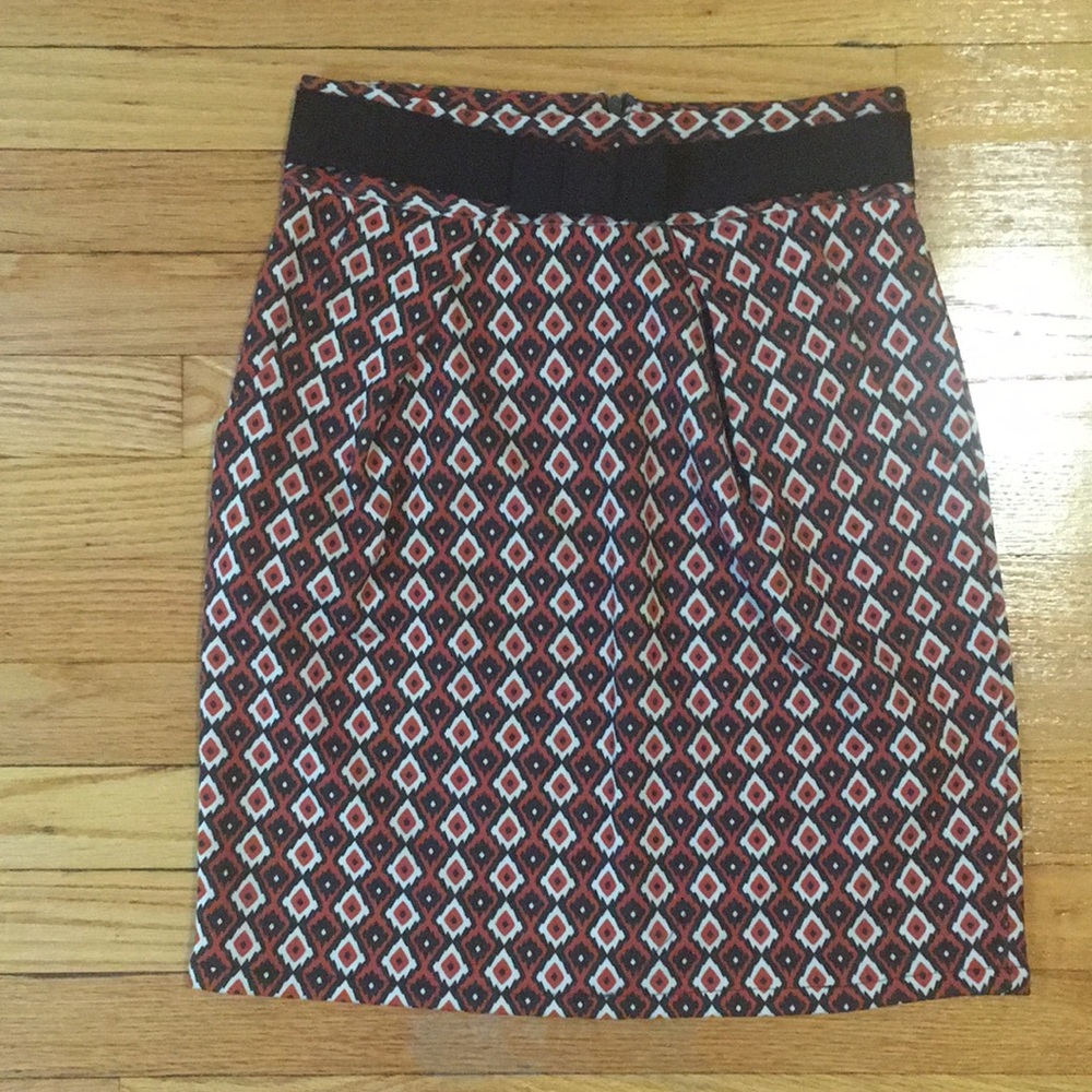 Orange & brown patterned skirt, NWOT